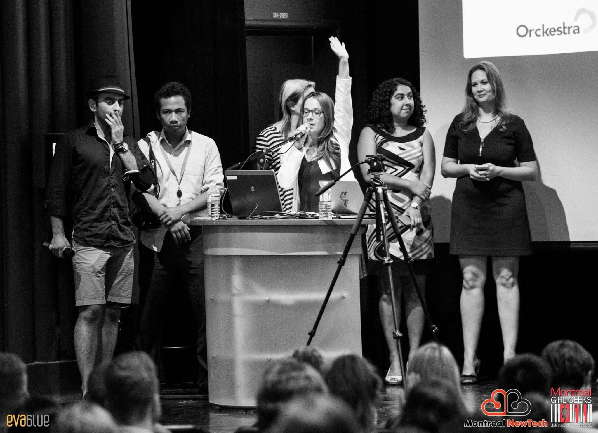 Panel on stage at ProductTank Montreal